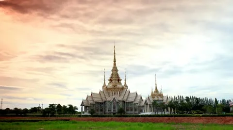 Clouds running over thai temple Stock Footage 10862017