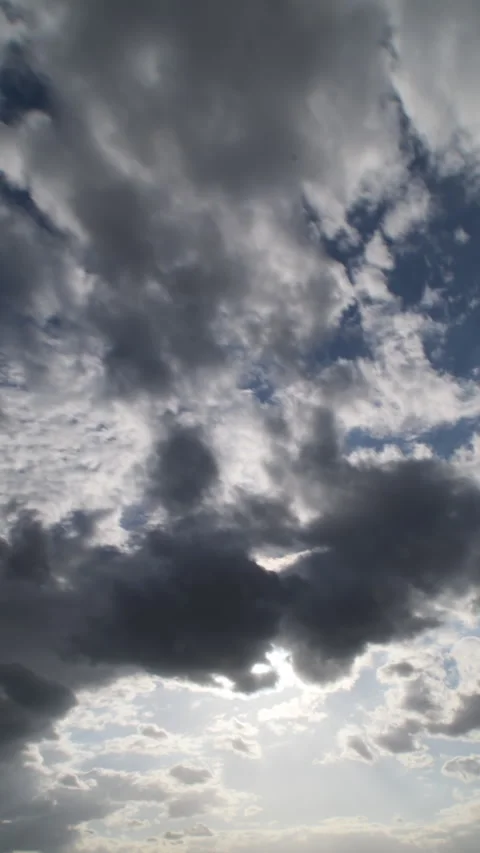 Clouds running in the sky at sunset. 4K Vertical. Time Lapse Stock Footage 335025886