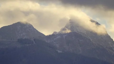 Clouds rush over Mountain peak of Wendelstein Stock Footage 160059830
