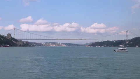 Clouds, sea and bridge Video stock 147490298