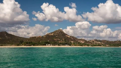 Clouds sea  and Moutain time lapse in  Scoglio Peppino. Costa Rei Sardinia Stock Footage 81107860