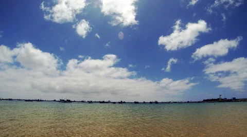 CLOUDS SEA BOATS TIME LAPSE 4K Stock Footage 40930066