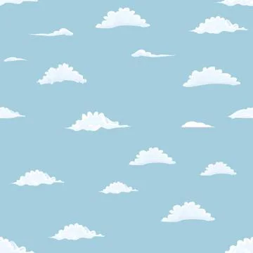 Clouds seamless on blue sky background. Flat color style vector illustration. イラスト素材