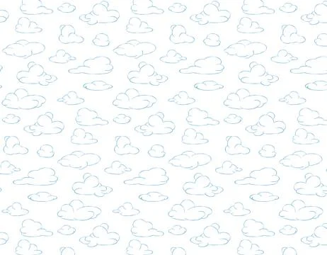 Clouds seamless pattern hand-drawn illustration, line pattern of clouds Stock Illustration