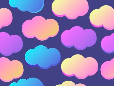 Clouds seamless pattern with purple and blue gradient. Vector illustration Stockillustratie