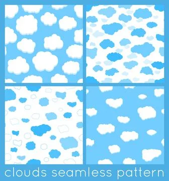 Clouds seamless pattern set Stock Illustration