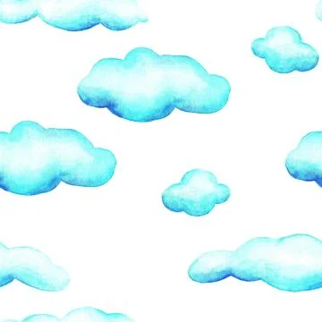 Clouds. Seamless pattern. Watercolor Stock Illustration