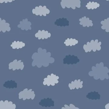 Clouds seamless pattern. Weather background design illustration イラスト素材