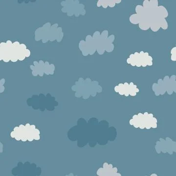 Clouds seamless pattern. Weather background design illustration Stock Illustration