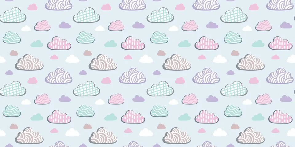 Clouds seamless repeat pattern design, vector background 스톡 일러스트