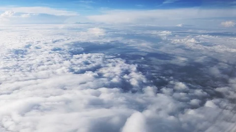 Clouds seen from plane, flying above clours, pov Stock Footage 90113805