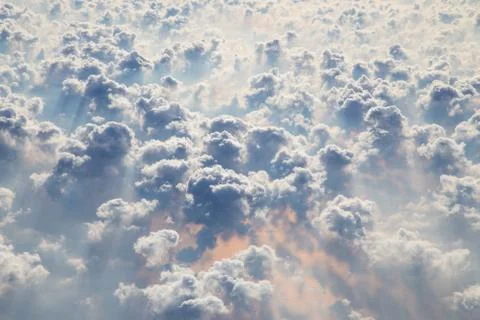 Clouds as seen through window of an aircraft Stock Photos