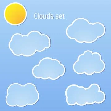 Clouds set and sun Stock Illustration