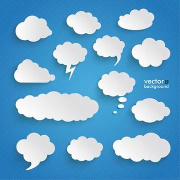 Clouds set blue background Stock Illustration