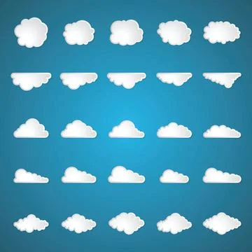 Clouds set on blue background Stock Illustration