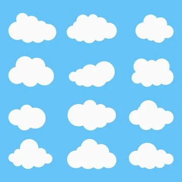 Clouds, set of blue clouds isolated on a white background. Cloud icon. Stock Illustration