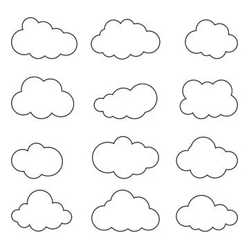 Clouds, set of blue clouds isolated on a white background. Cloud icon. Stock Illustration