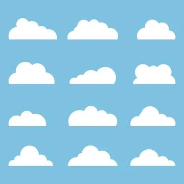Clouds, set of blue clouds isolated on a white background. Cloud icon. Stock Illustration