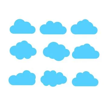 Clouds Set, Cloud symbol or icon, different clouds set Stock Illustration