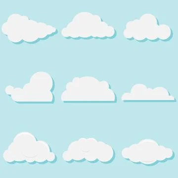Clouds, set of clouds with shadows. Stock Illustration