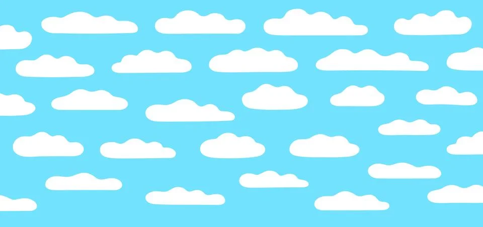 Clouds set. Cloudy sky. Vector flat illustration isolated on blue background. Stock Illustration