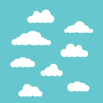 Clouds set isolated on blue sky background Stock Illustration