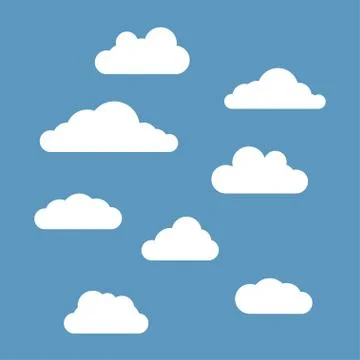 Clouds set isolated on blue sky background 스톡 일러스트