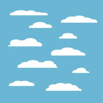 Clouds set isolated on blue sky background Stock Illustration