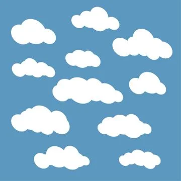 Clouds set isolated on blue sky background Stock Illustration