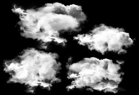 Clouds set isolated over black background Stockillustratie
