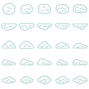 Clouds set in line style Stock Illustration
