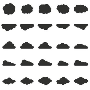 Clouds set in silhouette style Stock Illustration