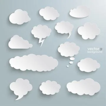 Clouds set silver background 스톡 일러스트