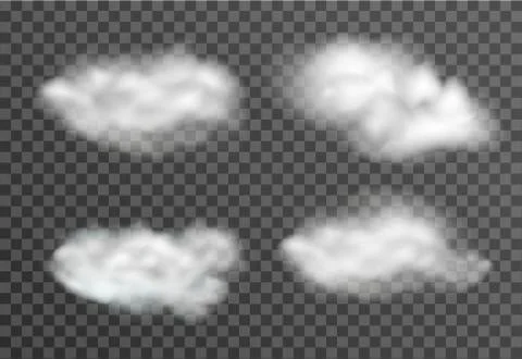 Clouds set on transparent background 3d realistic style. Vector illustration Illustrazione stock