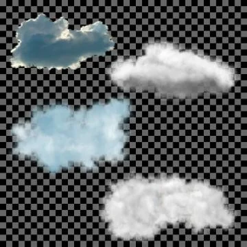 Clouds set on transparent background. Vector illustration. 库存插图