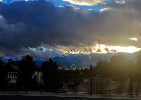 Clouds settle Low over Las Vegas Strip Stock Photos
