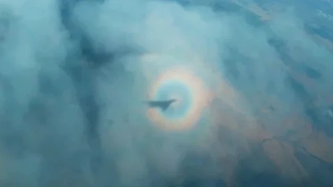 On the clouds the Shadow of the plane Stock Footage 124416053