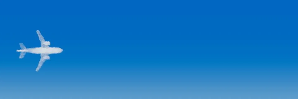 Clouds in the shape of an airplane; concept about air travel 3D rendering Stock Photos