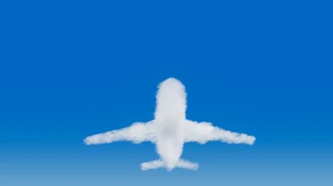 Clouds in the shape of an airplane; concept about air travel 3D rendering Stock Photos