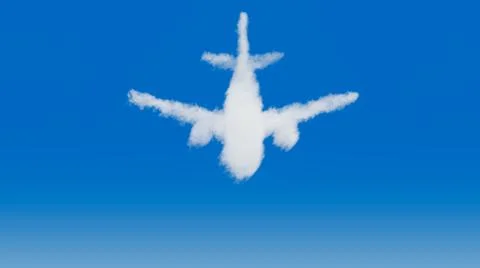 Clouds in the shape of an airplane; concept about air travel 3D rendering Stock Photos