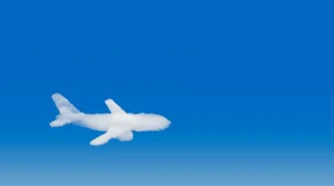 Clouds in the shape of an airplane; concept about air travel 3D rendering Stock Photos