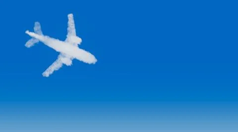 Clouds in the shape of an airplane; concept about air travel 3D rendering Stock Photos