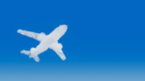 Clouds in the shape of an airplane; concept about air travel 3D rendering Stock Photos