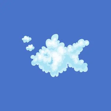 Clouds in shape of fish, cartoon flat vector illustration isolated on blue. Ilustración de archivo