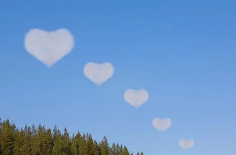 Clouds in shape of heart come afar. collage Stock Illustration