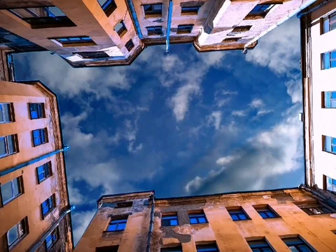 Clouds in the shape of a heart over St. Petersburg yard Stock Footage 109296379