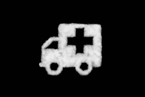 Clouds shape icon ambulance on black background. Perfect for composition Stock Illustration