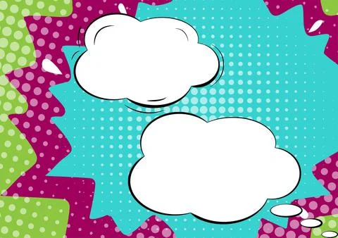 Clouds Shaped Chat S And Colorful Doodles With Copy Space. Design Of Blank Stock Illustration