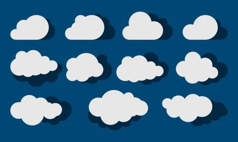Clouds silhouettes. Vector set of clouds shapes. Collection of various forms  Stock Illustration