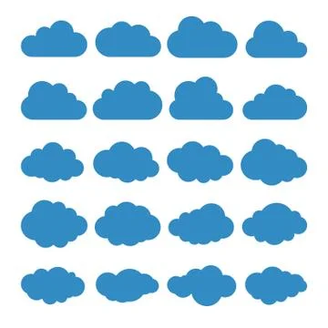 Clouds silhouettes. Vector set of clouds shapes. Collection of various forms  Stock Illustration